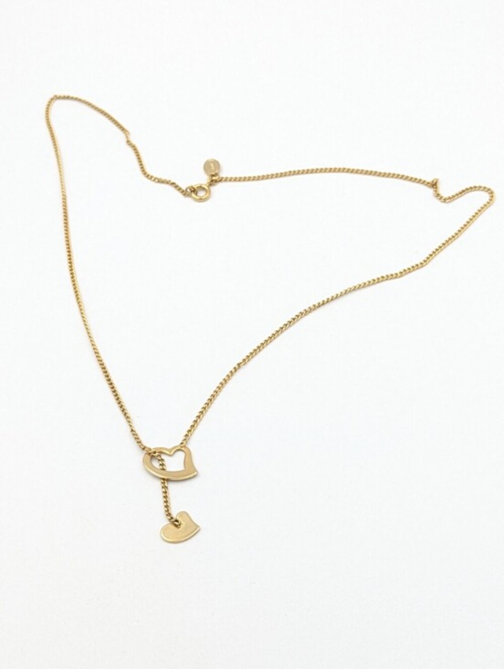 Vintage signed Avon heart gold tone chain necklace